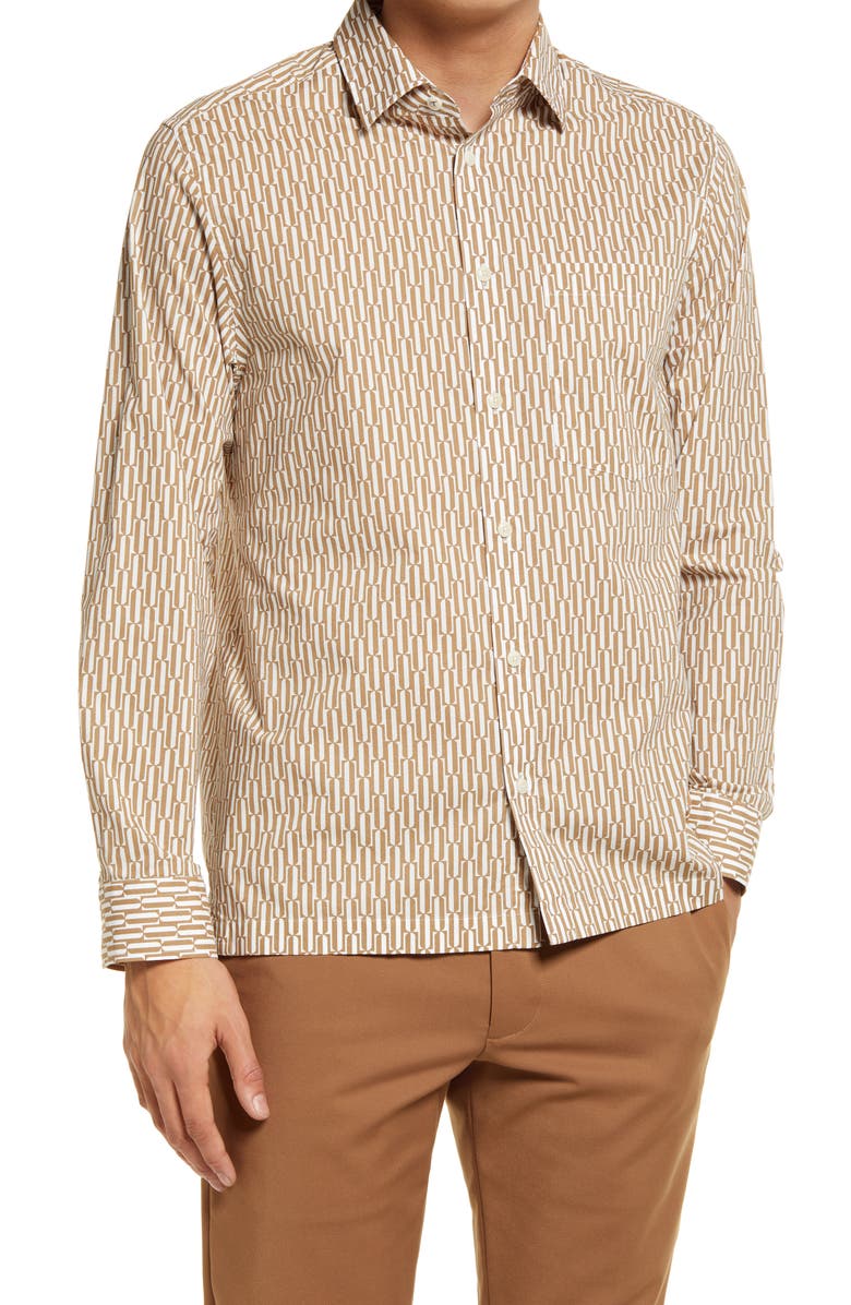 Ted Baker London Ruskin Long Sleeve Button-Up Cotton Shirt, Main, color, 