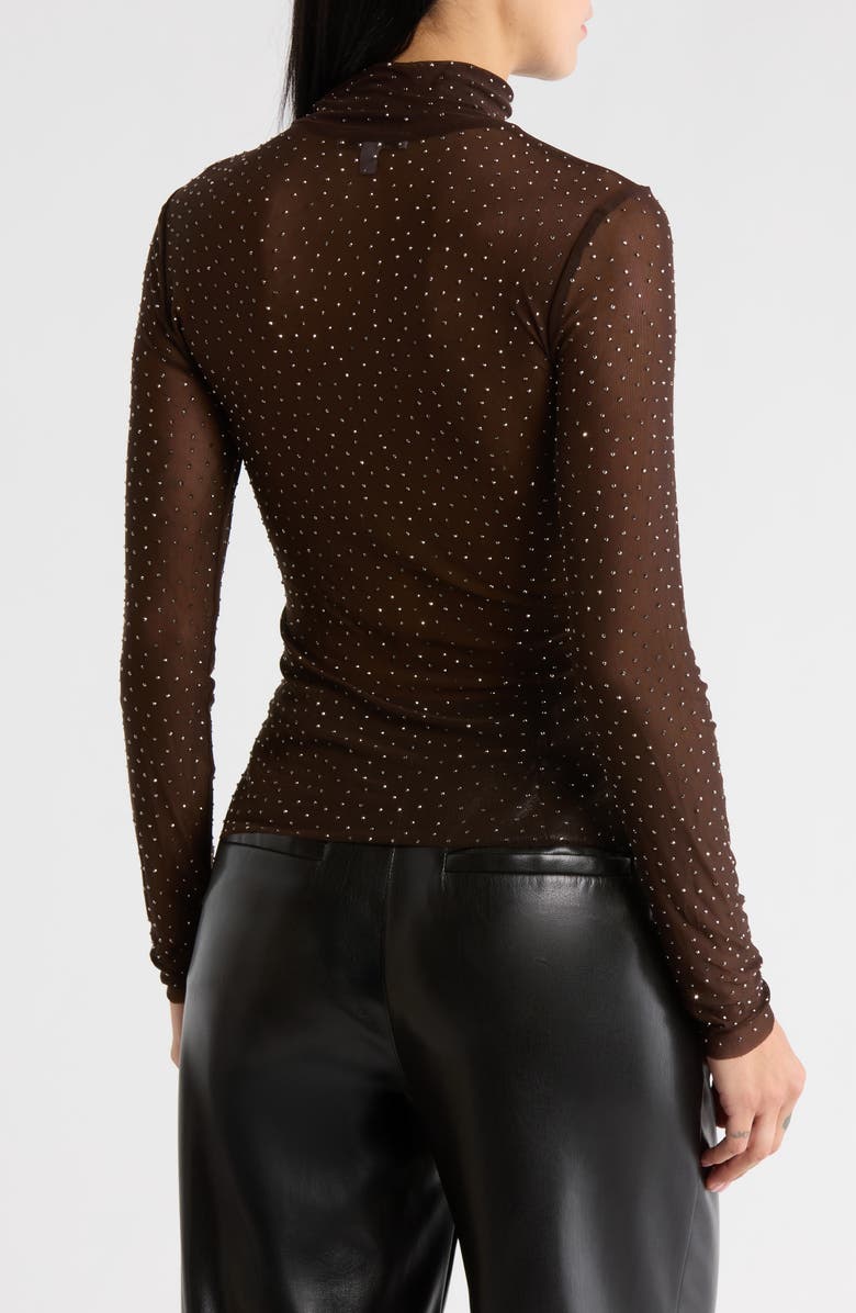 AFRM LOS ANGELES Zoe Rhinestone Long Sleeve Turtleneck Top, Alternate, color, Java