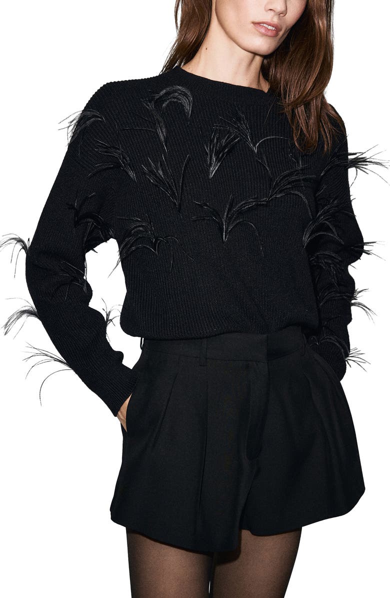 MANGO Feather Detail Sweater, Main, color,