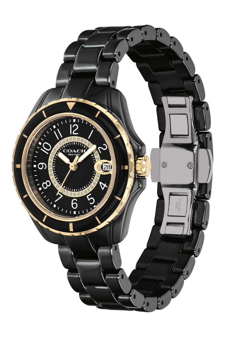 Preston Ceramic Bracelet Watch, 32mm, Alternate, color, WHITE