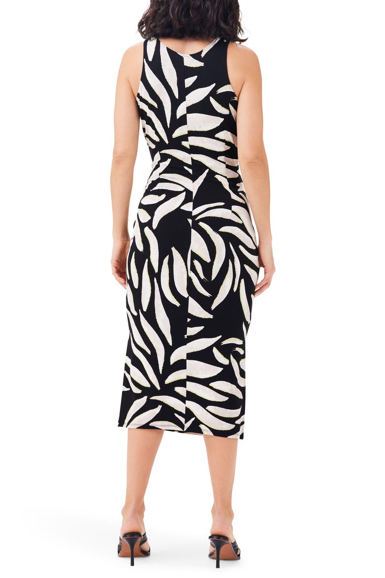 Breezy Leaves Midi Dress, Alternate, color, BLACK MULTI
