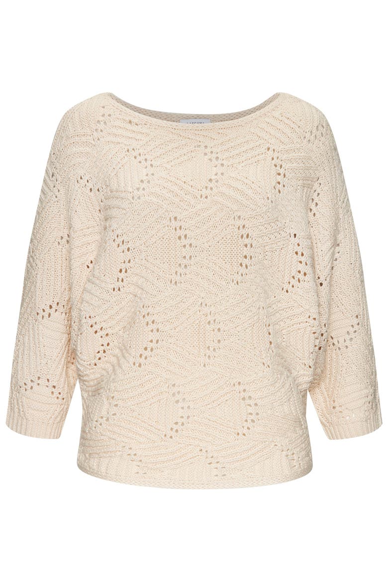 Oversized Open Work Sweater, Alternate, color, Beige