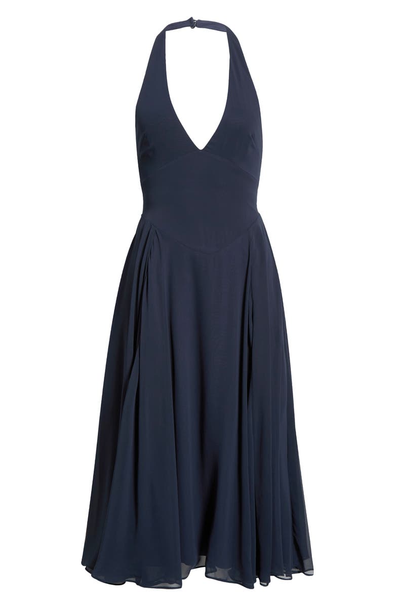 HOUSE OF CB Solada Georgette Halter Sundress, Alternate, color, Navy