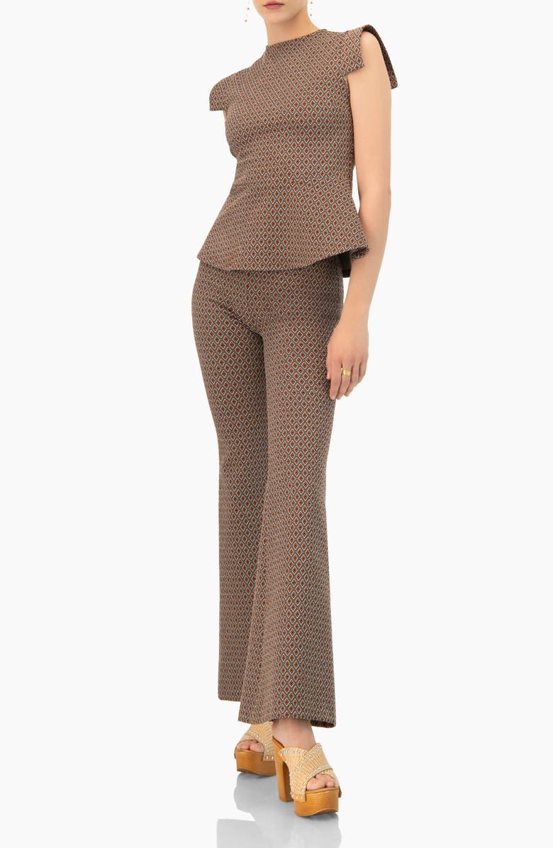 IVONNE Geometric Peplum Blouse, Alternate, color, Brown