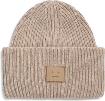 Acne Studios Pansy Face Patch Wool & Yak Hair Blend Beanie | Nordstrom