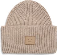 Acne Studios Pansy Face Patch Wool & Yak Hair Blend Beanie