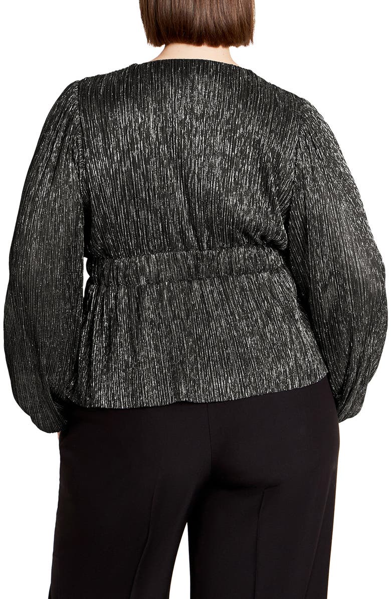 City Chic Lilian Metallic Wrap Front Top, Alternate, color, 