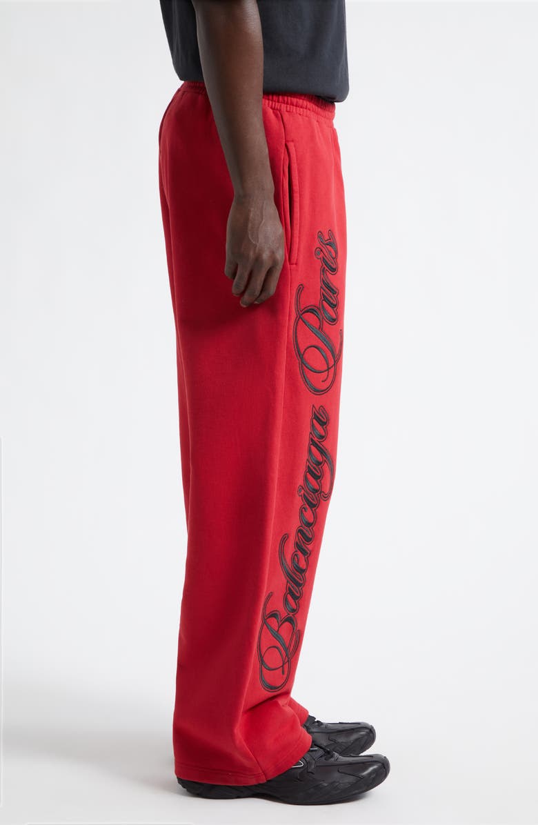 Balenciaga Embroidered Baggy Fleece Pants, Alternate, color, 6167 Red/ Black