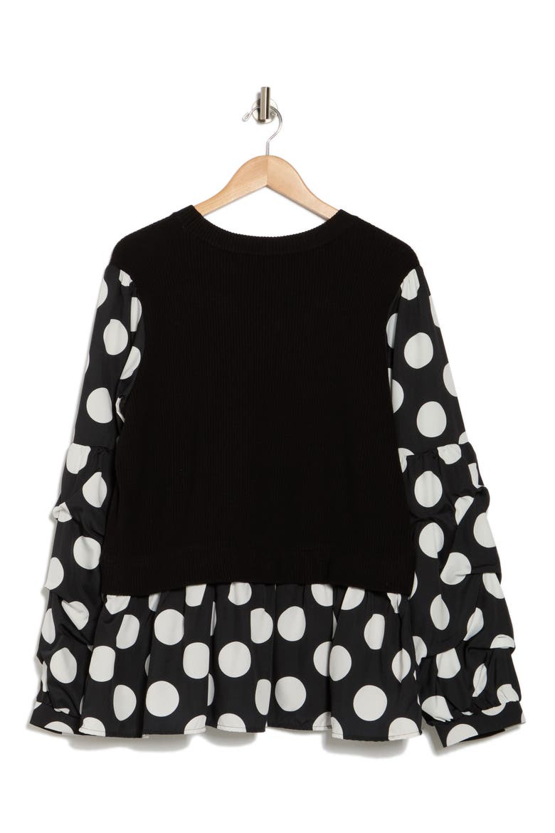Alessia Mixed Media Layered Sweater, Alternate, color, BLACK