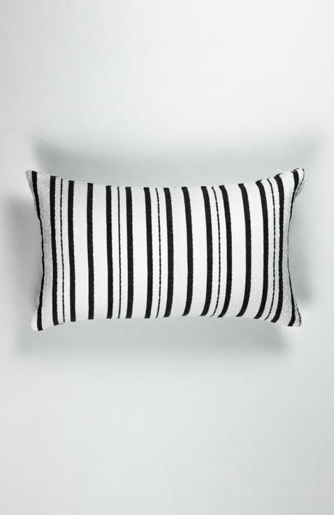 Ana Brocade Striped Handwoven Cotton Square Throw Pillow