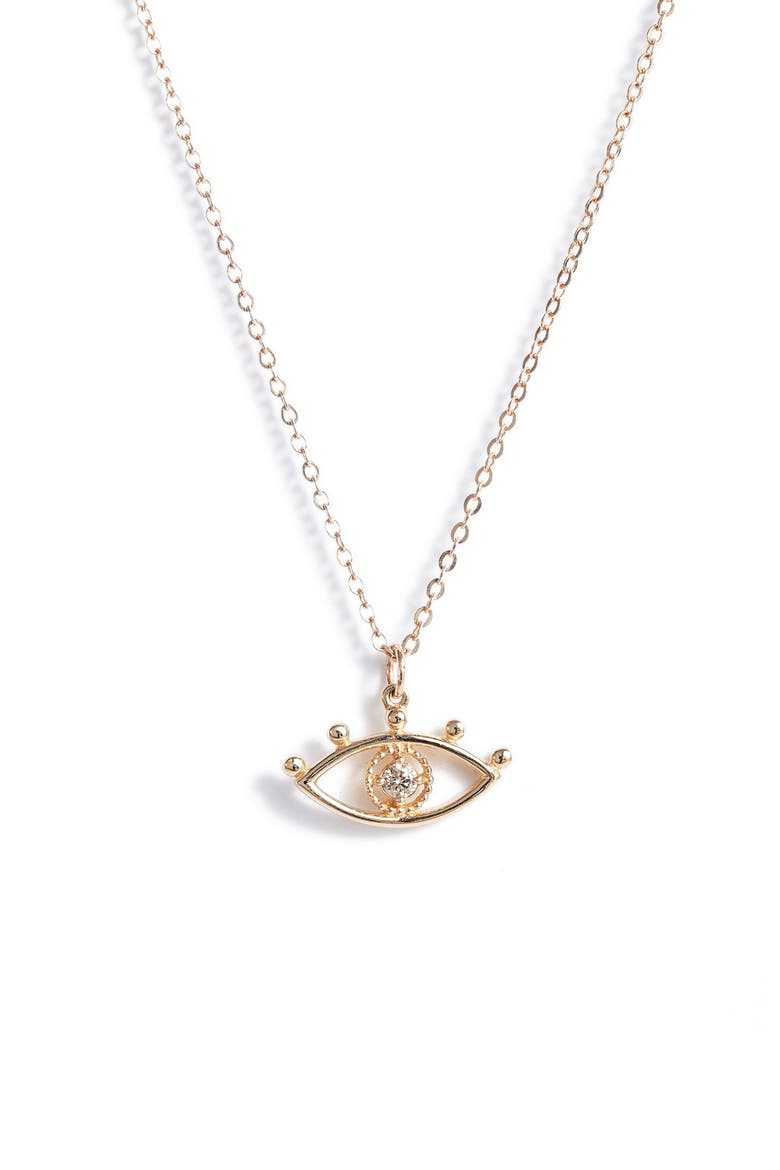 Santorini Diamond Evil Eye Pendant Necklace, Main, color, GOLD