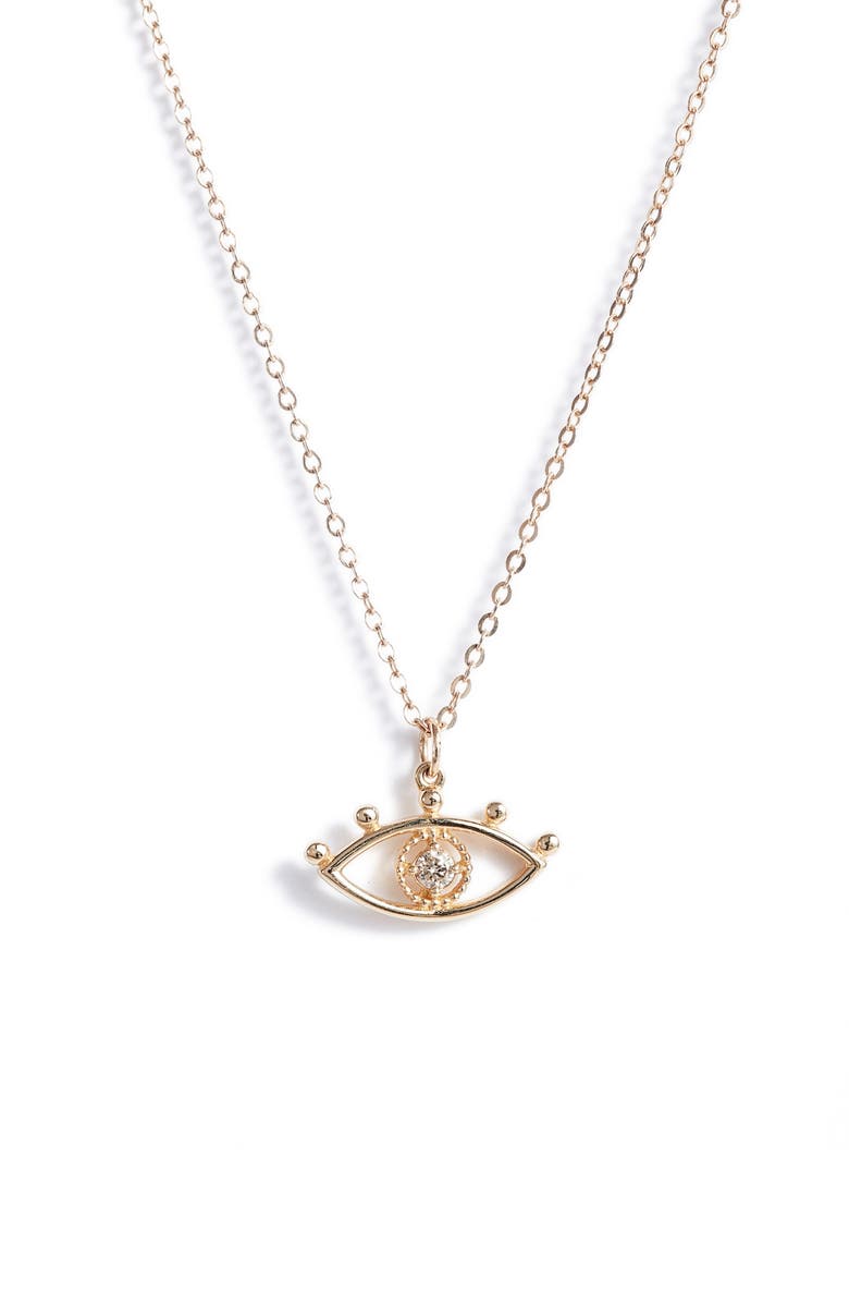 Set & Stones Santorini Diamond Evil Eye Pendant Necklace, Main, color, Gold