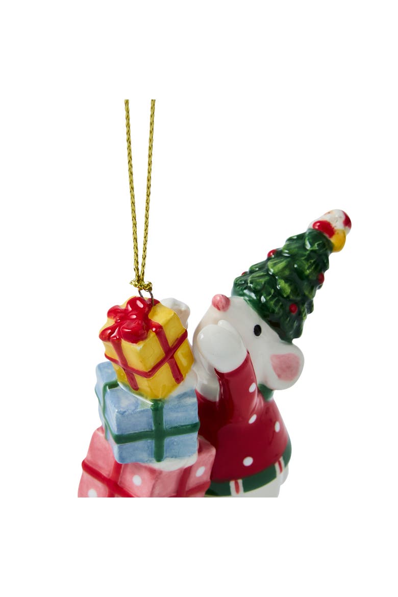 Christmas Tree Mouse Knocking Over Gifts Ornament, Alternate, color, Multi