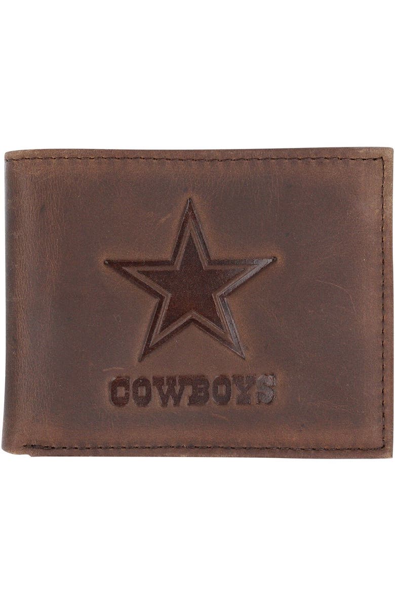 Evergreen Enterprises Brown Dallas Cowboys Bifold Leather Wallet, Main, color, 