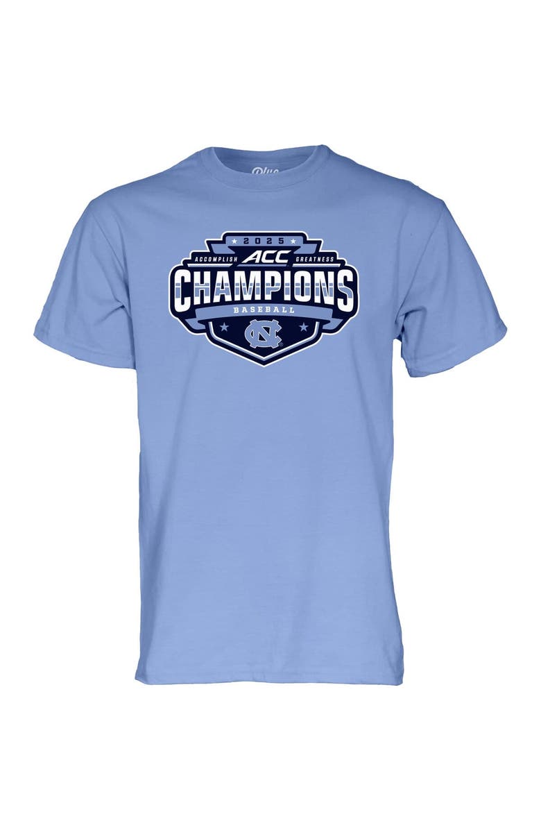 BLUE 84 Unisex Blue 84 Carolina Blue North Carolina Tar Heels 2025 ACC Baseball Conference Tournament Champions T-Shirt, Alternate, color, 