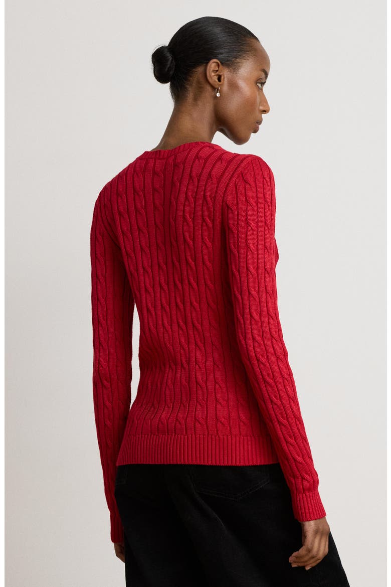 Button Trim Cable Knit Sweater, Alternate, color, RALPH RED
