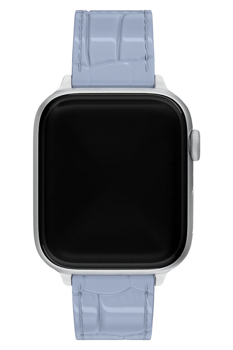 Blue 20mm Croc Embossed Leather Apple Watch® & Samsung Galaxy Watch® Watchband, Alternate, color, BLUE
