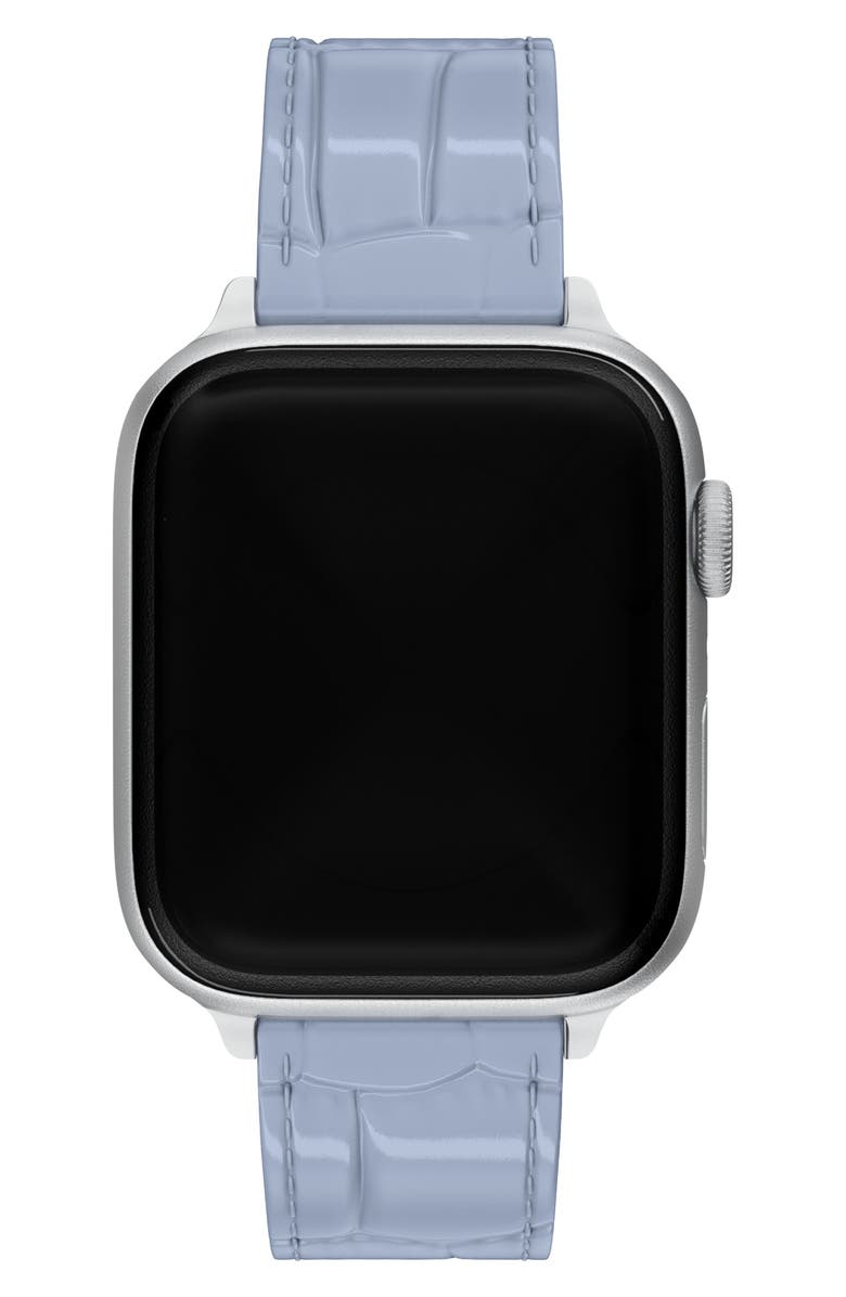 MICHELE Blue 20mm Croc Embossed Leather Apple Watch<sup>®</sup> & Samsung Galaxy Watch<sup>®</sup> Watchband, Alternate, color, Blue