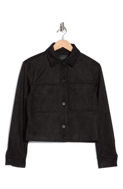T Tahari Crop Faux Suede Jacket In Black
