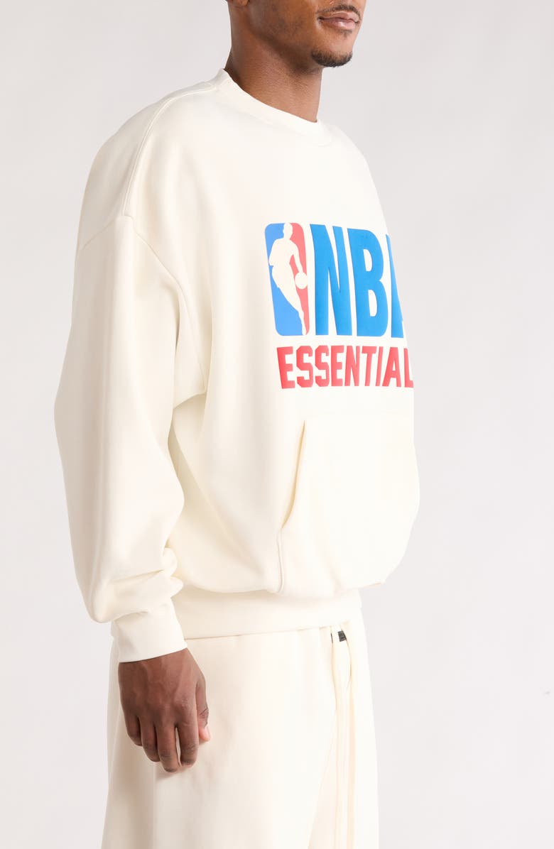 Fear of God Essentials x NBA Sport Fit Crewneck Sweatshirt, Alternate, color, Cream White