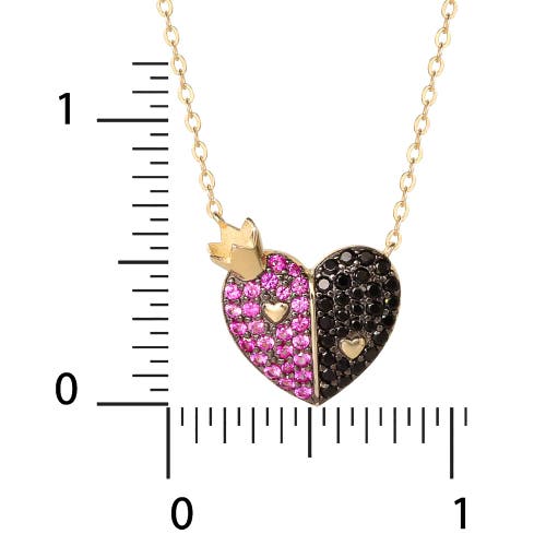 Disney Villains Queen Of Hearts Necklace, 18", 18k Gold Flash-plated Sterling Silver In Brown