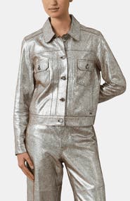 Velez Glass Suede Leather Trucker Jacket