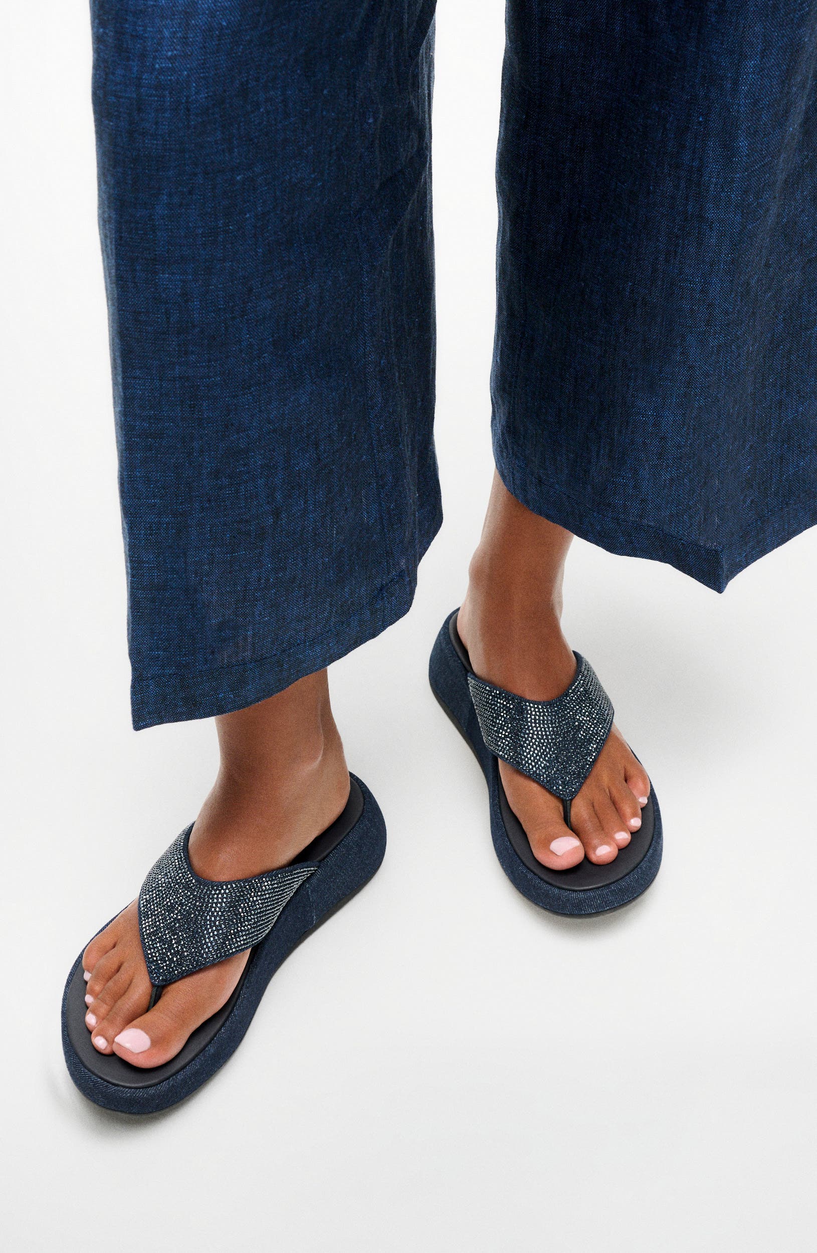 F-Mode Platform Flip Flop, Alternate, color, DARK DENIM