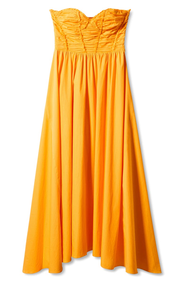 MANGO Ruched Corset Maxi Dress with Removable Straps, Alternate, color, 
