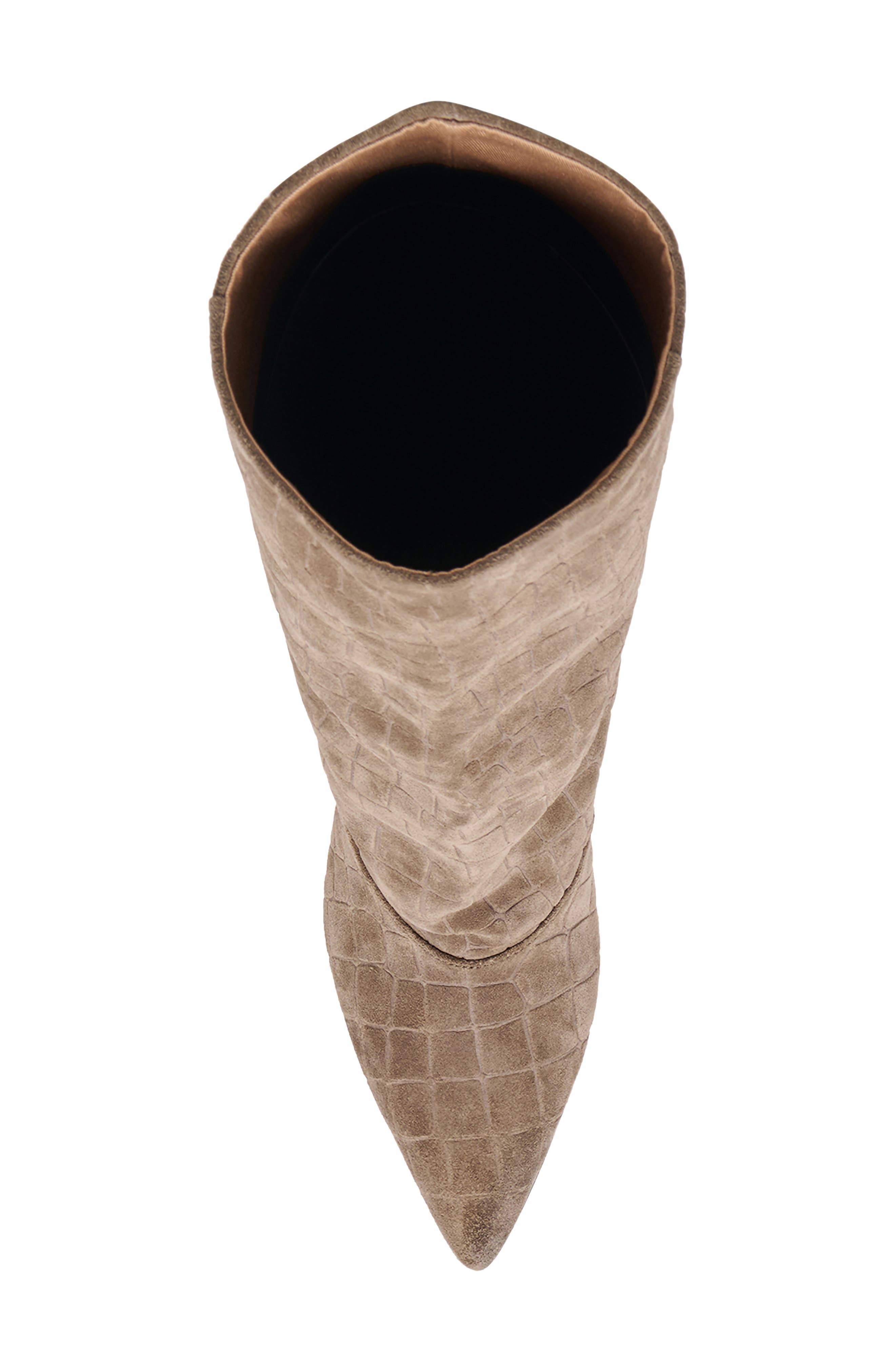 Roxla Croc Embossed Leather Knee High Boot, Alternate, color, TAUPE CROCO EMBOSSED