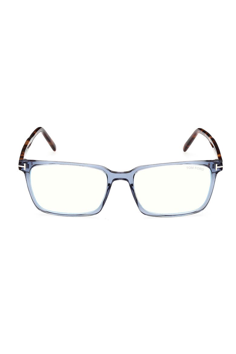 55mm Rectangular Blue Light Blocking Glasses, Main, color, SHINY BLUE