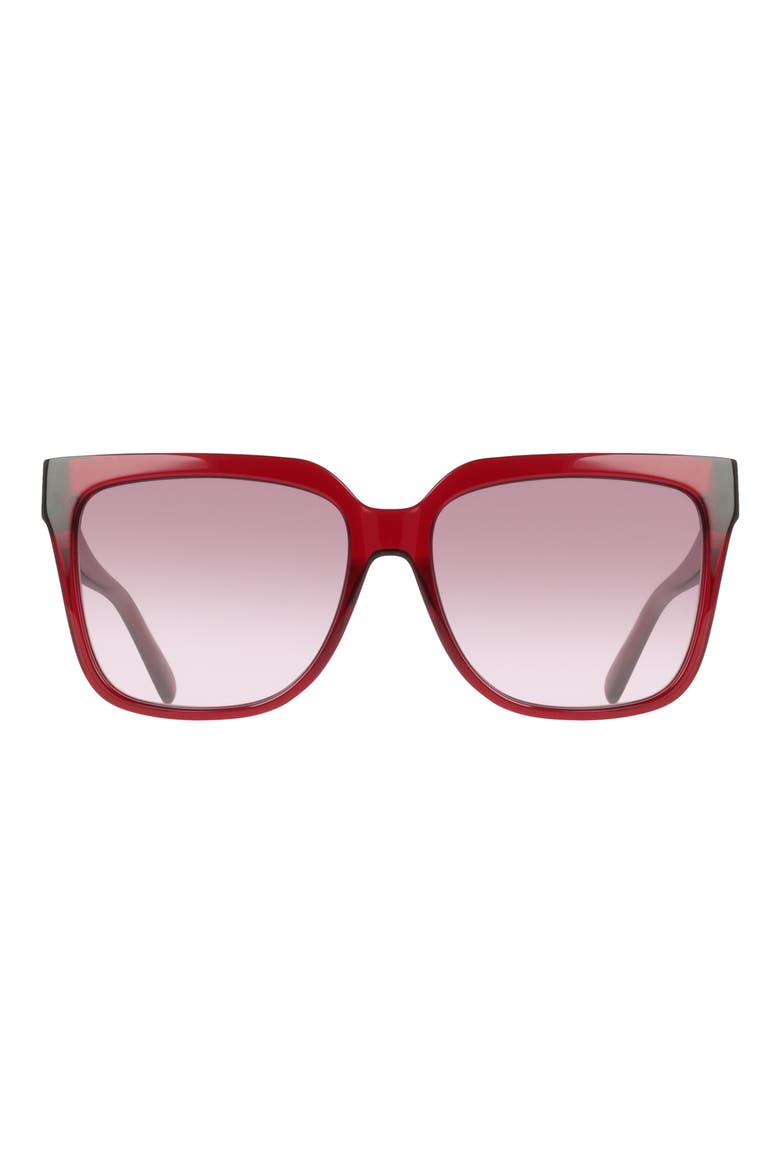 58mm Rectangular Sunglasses, Main, color, TRANSPARENT WINE
