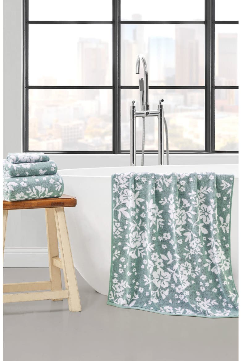 Folk Floral 6-Piece Assorted Towels, Alternate, color, ICEBERG GREEN