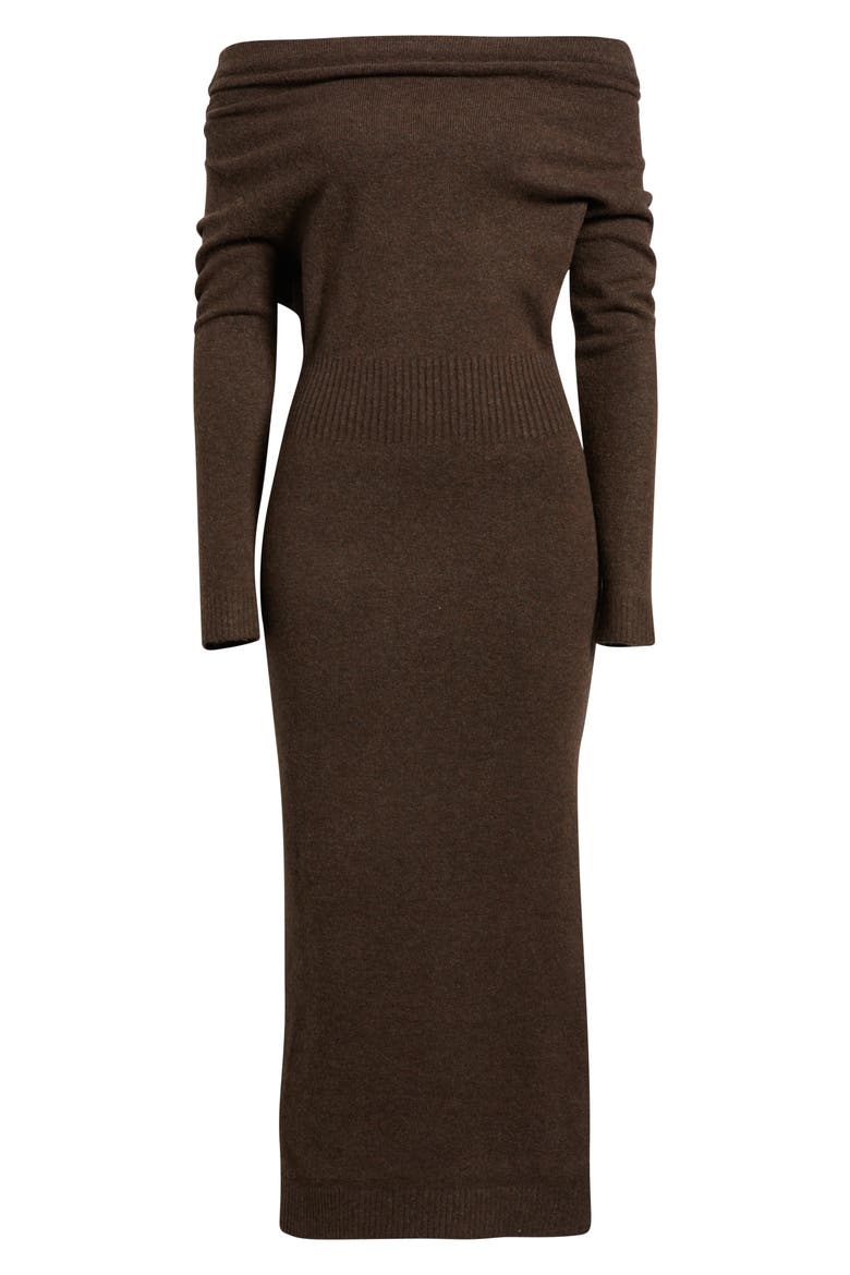 One-Shoulder Long Sleeve Sweater Dress, Alternate, color, ESPRESSO