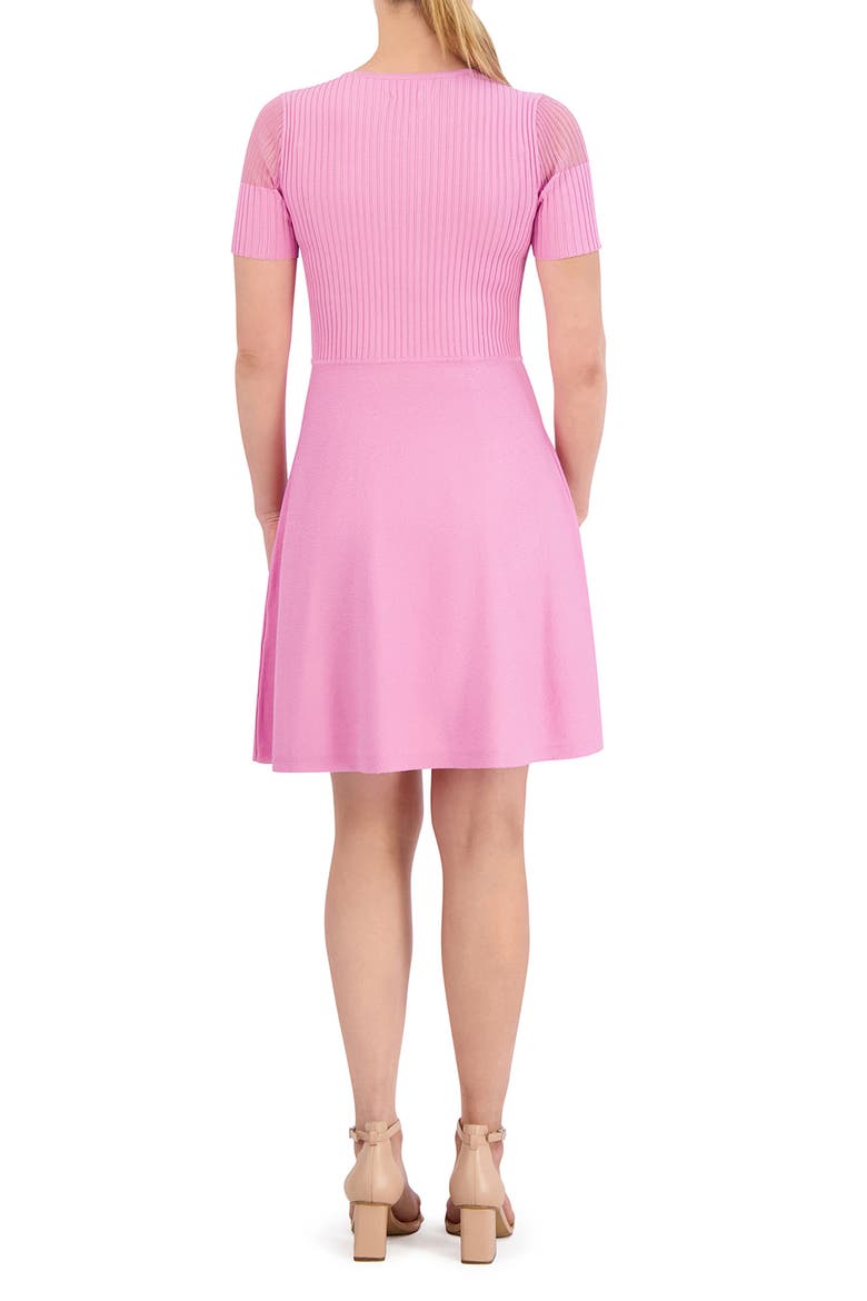 Rib Fit & Flare Sweater Dress, Alternate, color, PINK