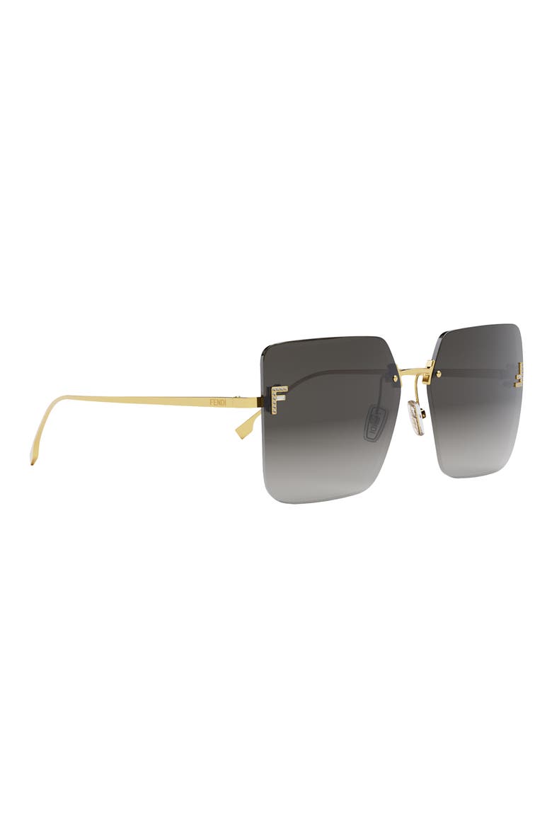'Fendi First 59mm Geometric Sunglasses, Alternate, color, SHINY ENDURA GOLD METAL