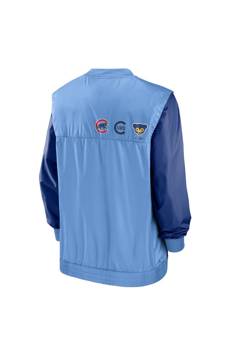 Nike Men's Nike White/Light Blue Chicago Cubs Rewind Warmup V-Neck Pullover Jacket, Alternate, color, White