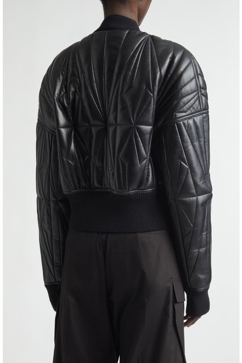 x Rick Owens Geocamo Leather Bomber Jacket, Alternate, color, BLACK