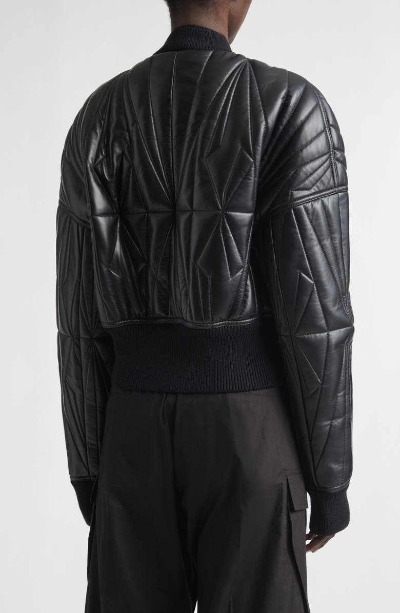 Moncler x Rick Owens Geocamo Leather Bomber Jacket, Alternate, color, Black