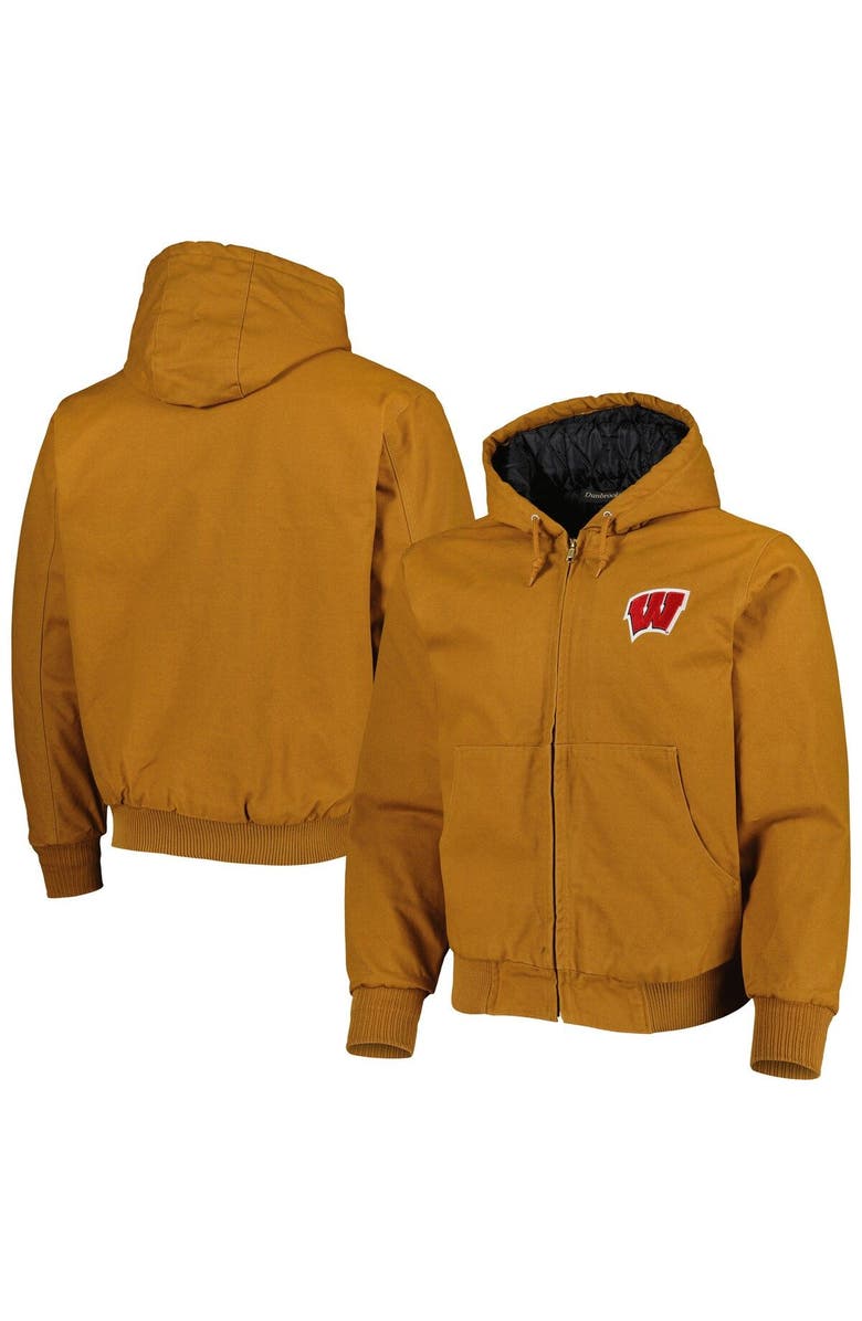 DUNBROOKE Men's Dunbrooke Tan Wisconsin Badgers Dakota Full-Zip Hoodie, Main, color, Brown