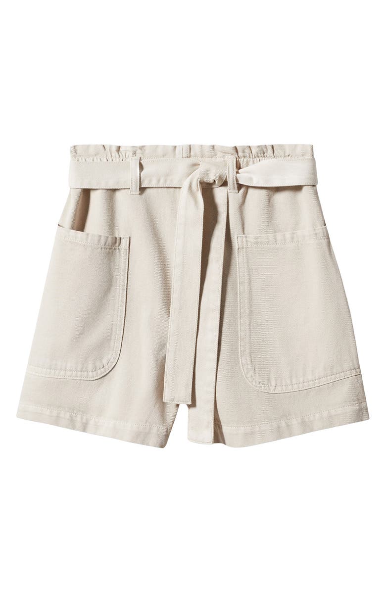 MANGO Belted Paperbag Waist Denim Shorts, Alternate, color, 