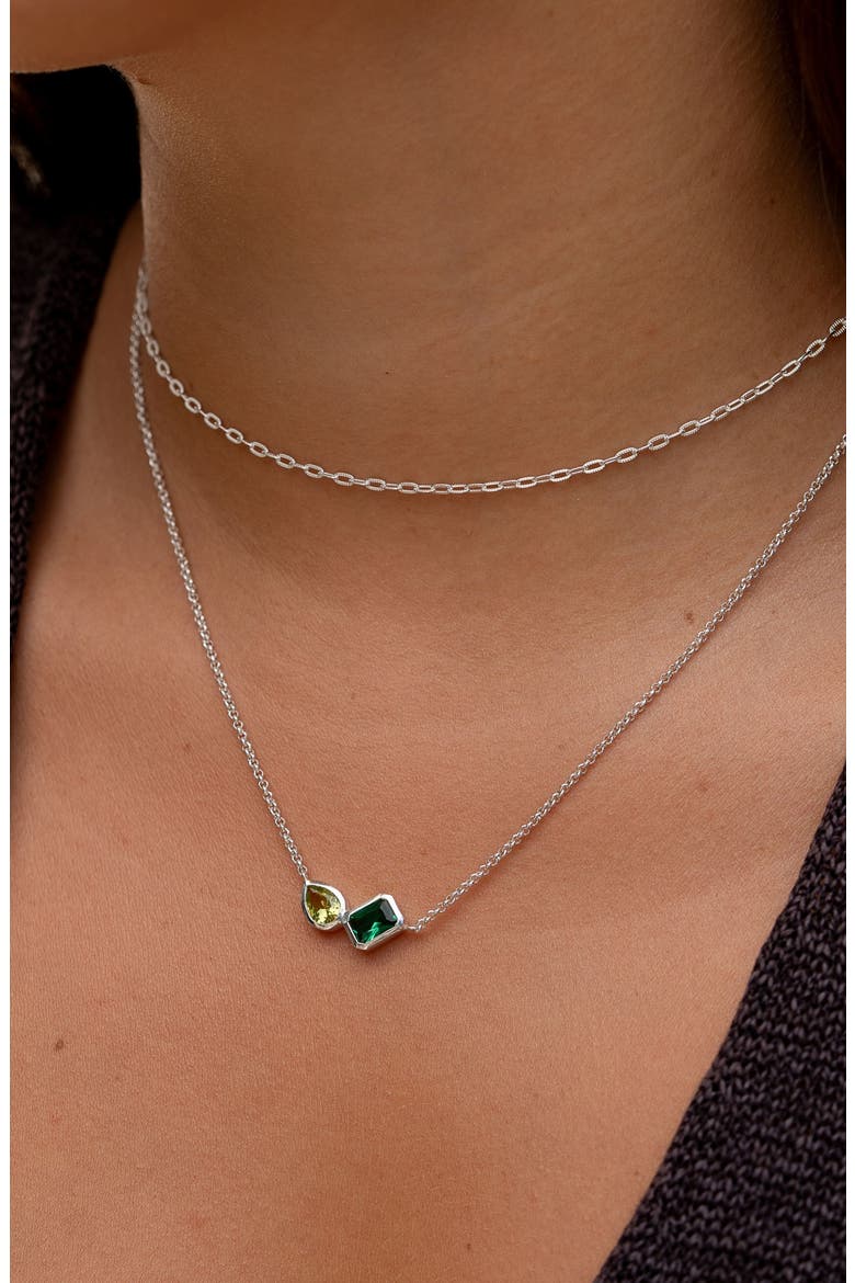 Green Garnet & Peridot Duo Tutti Frutti Necklace, Alternate, color, Sterling Silver