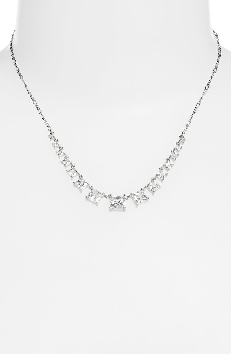 Nordstrom Cubic Zirconia Figaro Chain Frontal Necklace, Alternate, color, 