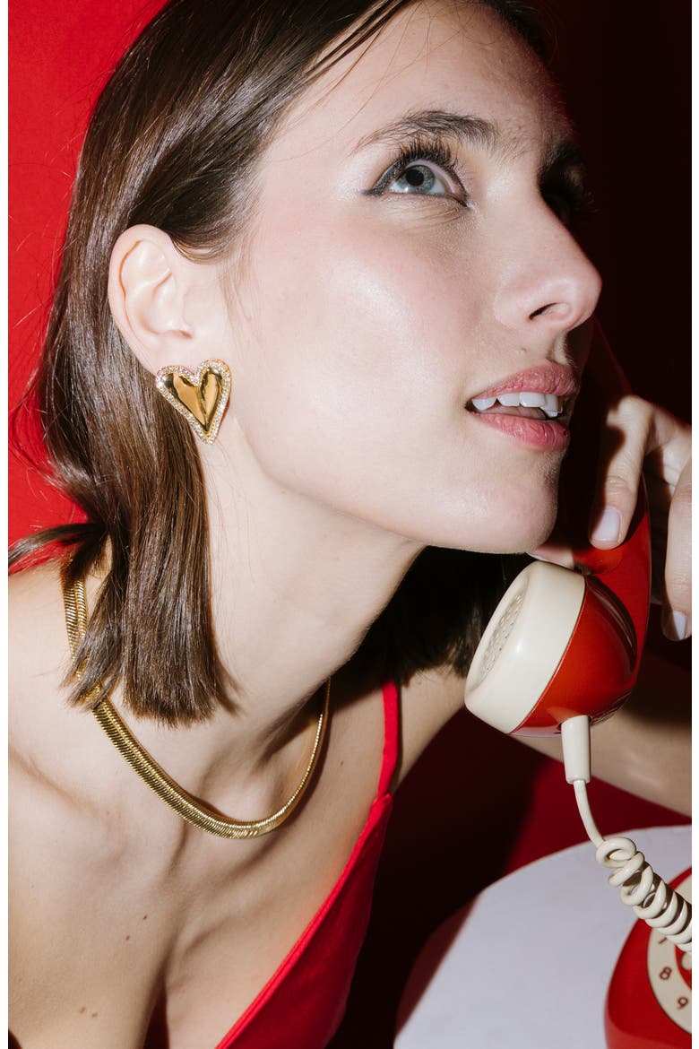 Heart Stud Earrings, Alternate, color, GOLD