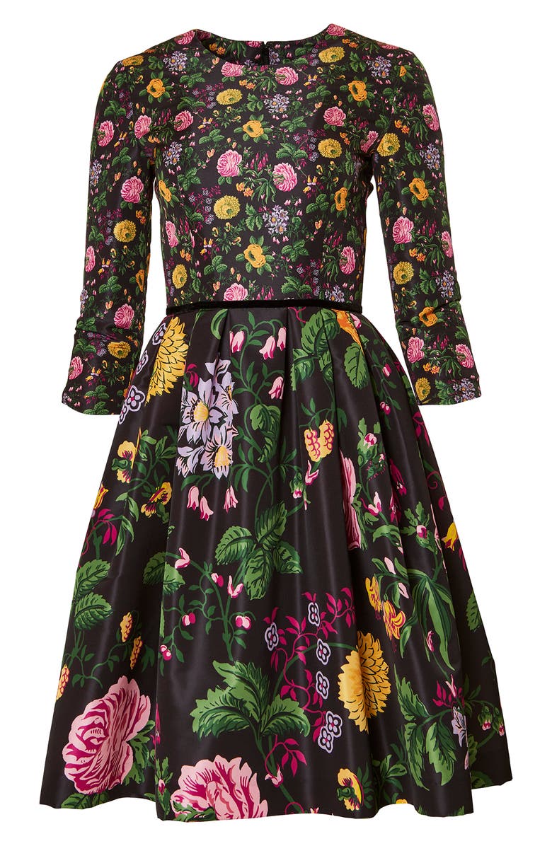 Carolina Herrera Mixed Floral Dress, Alternate, color, 