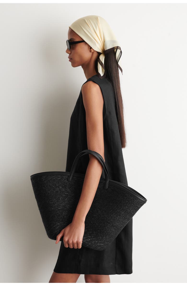 COS Saltwater Tote Bag - Straw, Alternate, color, Black