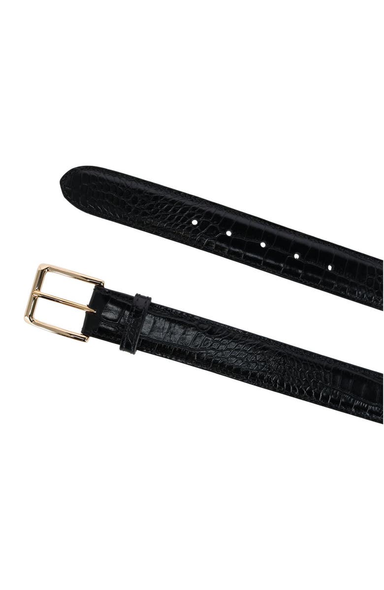 Trafalgar Chance 35mm Mock Mini-African Alligator Embossed Italian Leather Belt, Alternate, color, Black