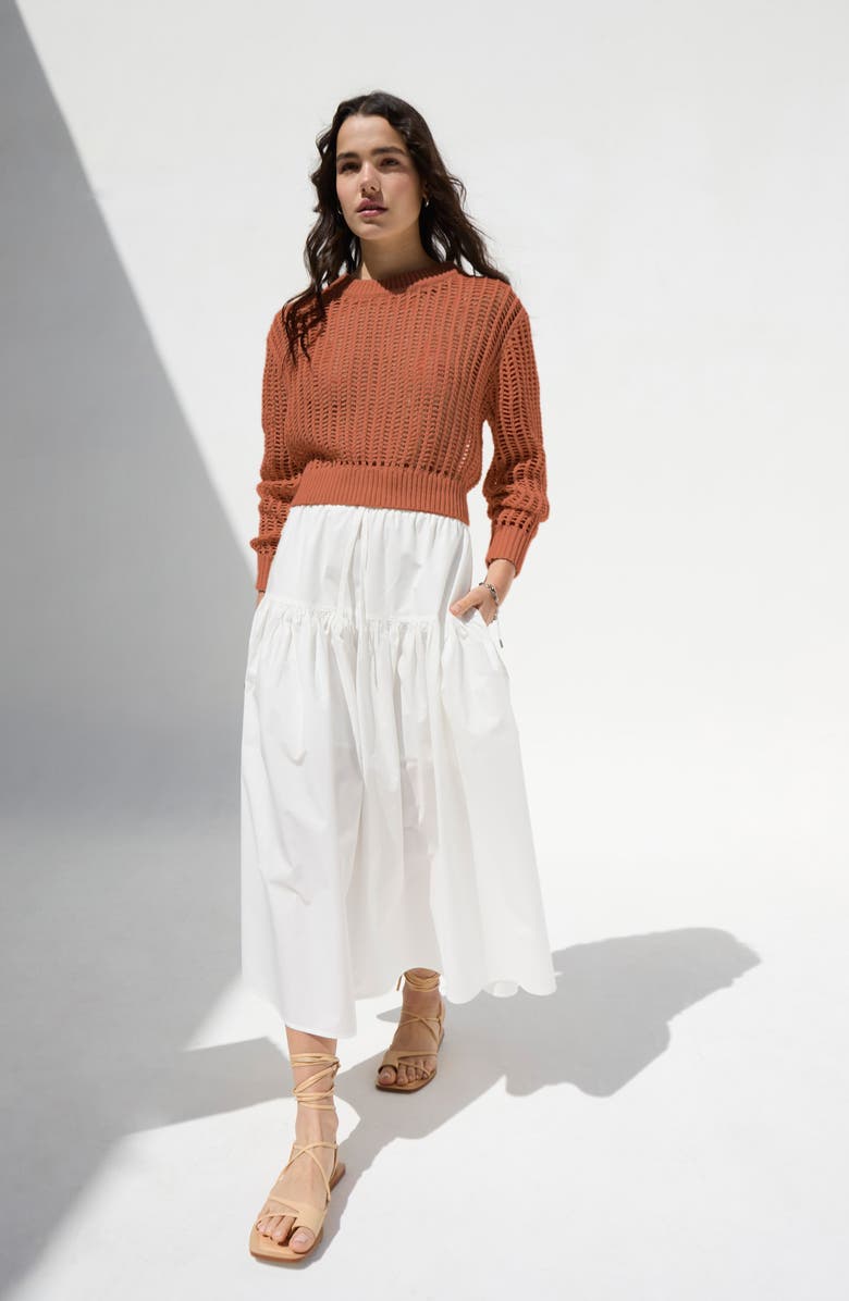 DELUC Einar Crop Open Stitch Sweater, Alternate, color, Bronze
