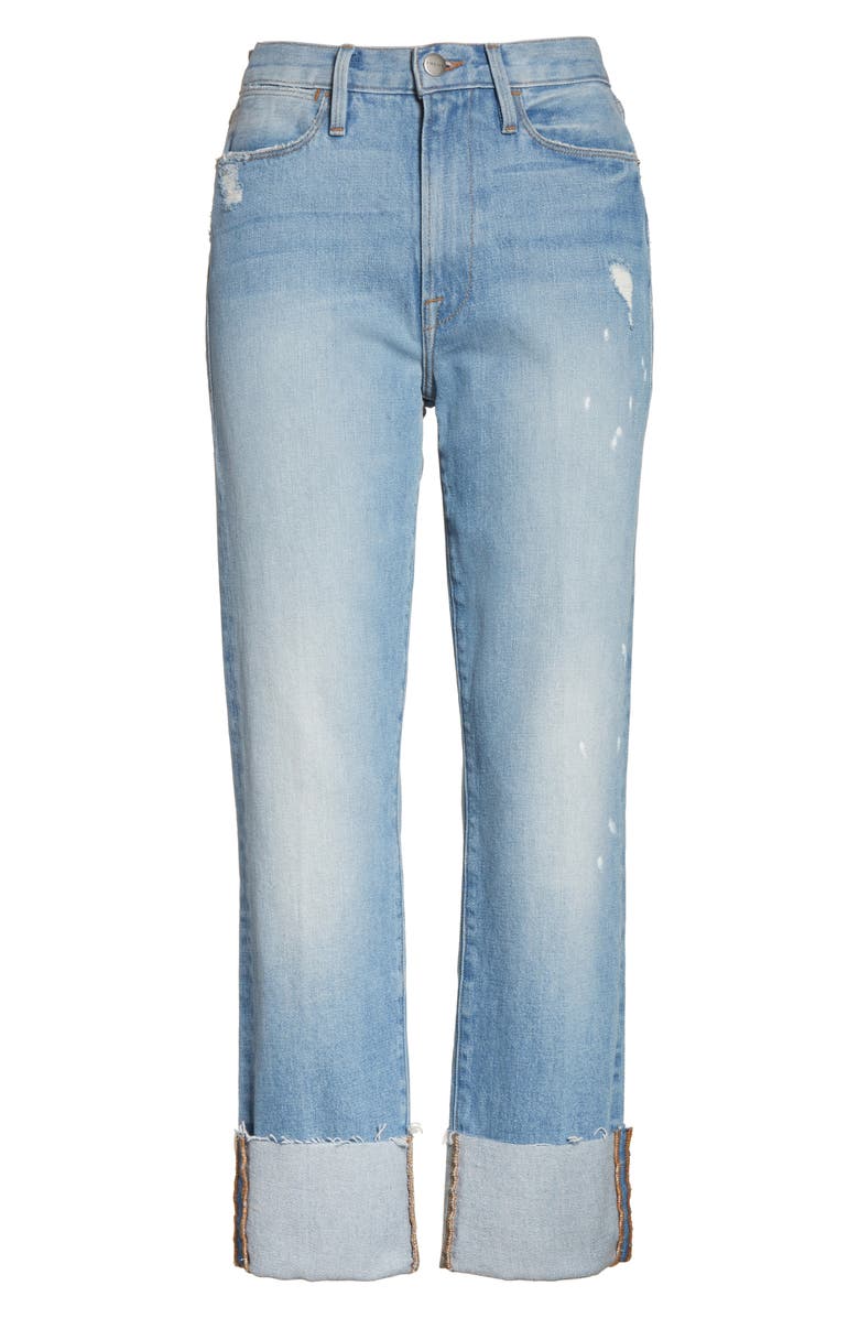 FRAME Le High Straight Leg Cuffed Jeans, Alternate, color, 