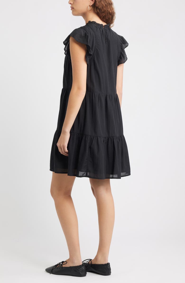 Treasure & Bond Tiered High Neck Shift Minidress, Alternate, color, Black