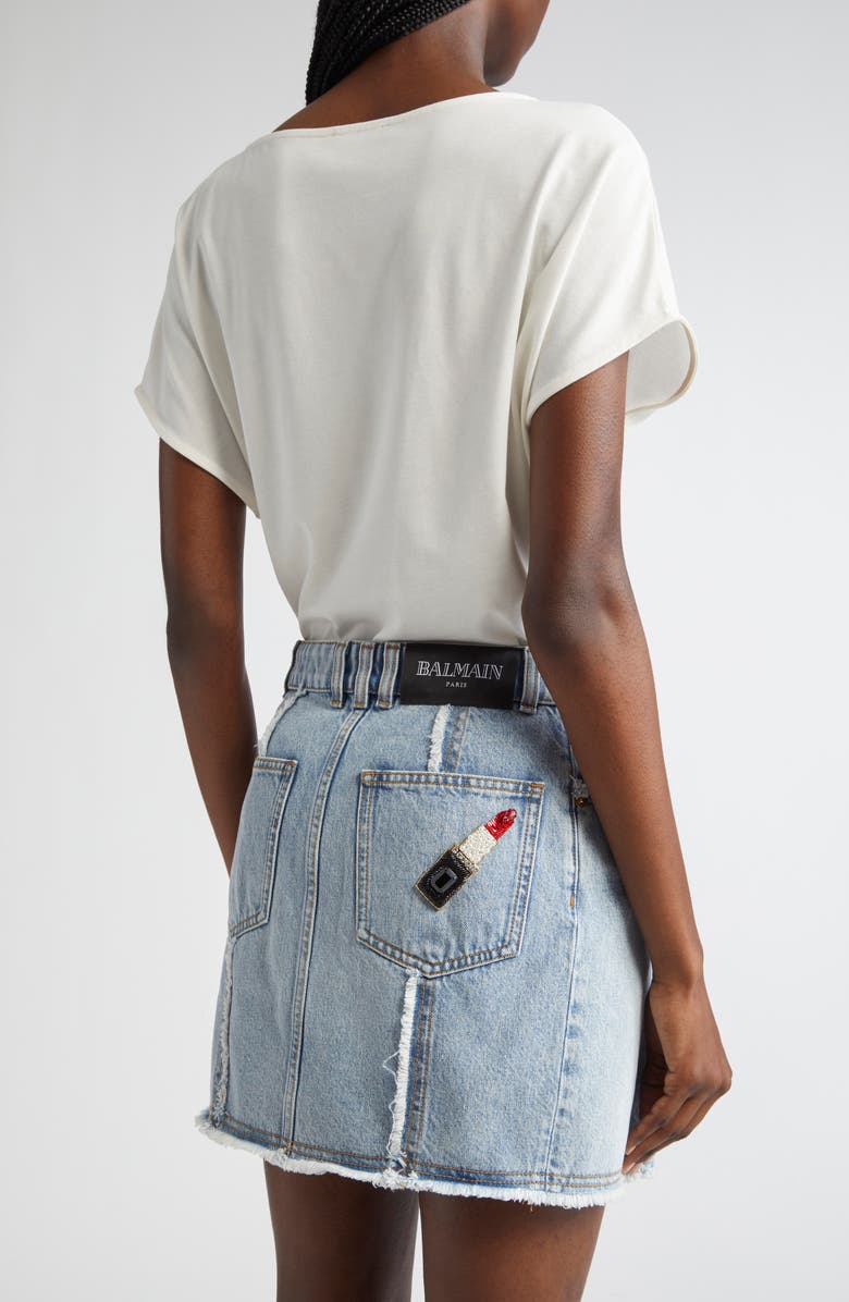 Balmain Eye Boat Neck Graphic T-Shirt, Alternate, color, White Multi